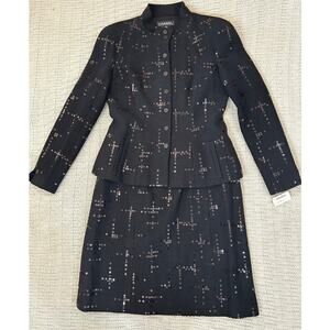NWT Chanel Black Sequin Blazer Jacket Skirt Suit Set FR 42 US 10 02A MSRP $4340